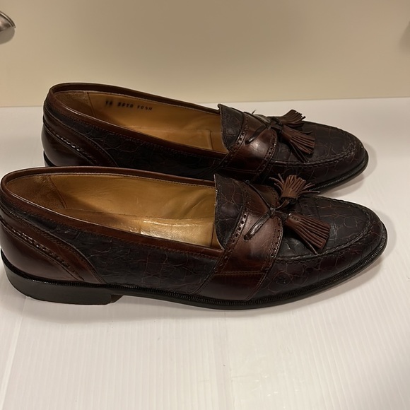JOHNSTON & MURPHY Size 11 M BROWN CELLINI CROCODILE TASSEL LOAFERS size 10.5 N - Picture 4 of 17